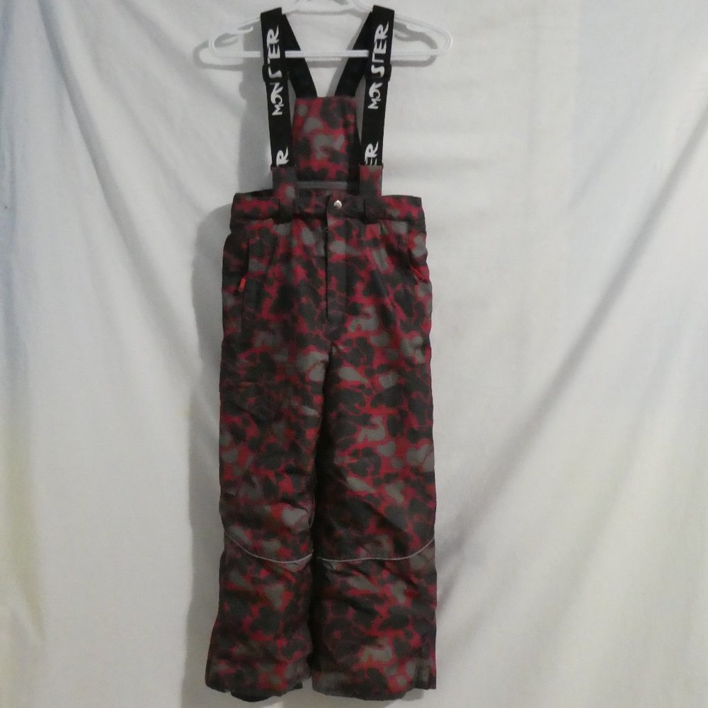 MONSTER | size 10 | Burgundy, Red and Black Camo / Camouflage Snow Pants